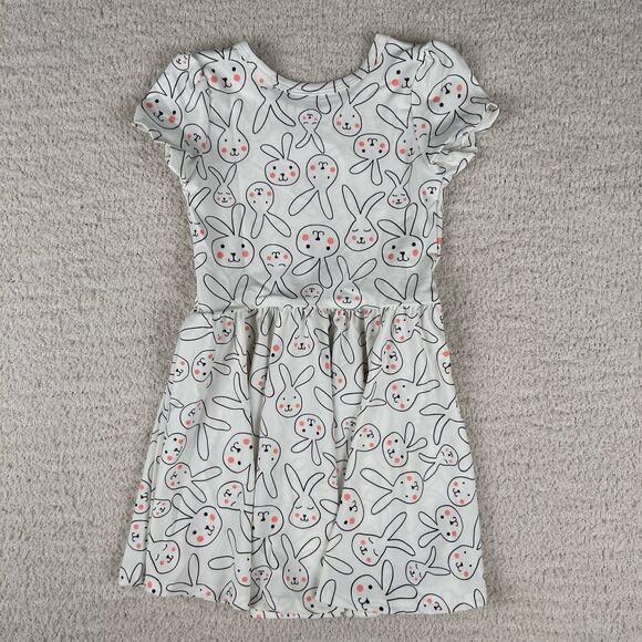 Dot Dot Smile Girl's Dress 2T White Bunnies Short Sleeve Flapper Skater Dress - Picture 5 of 6